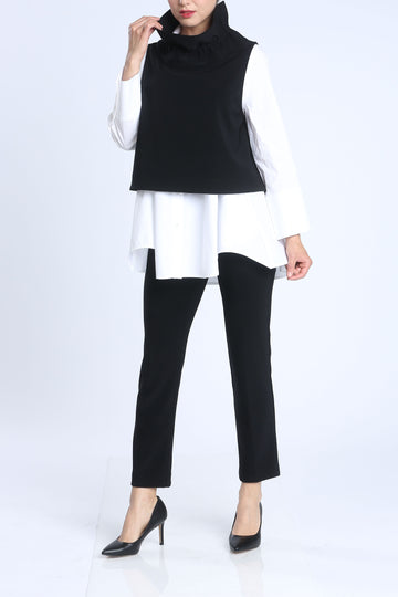 Black High Stand Neck Crop Top